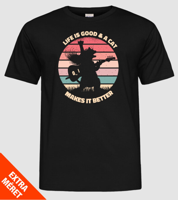 Pisică Chitaristă model negru pe tricou