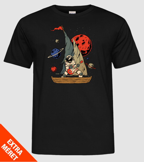 Astronaut Chitarist model negru pe tricou