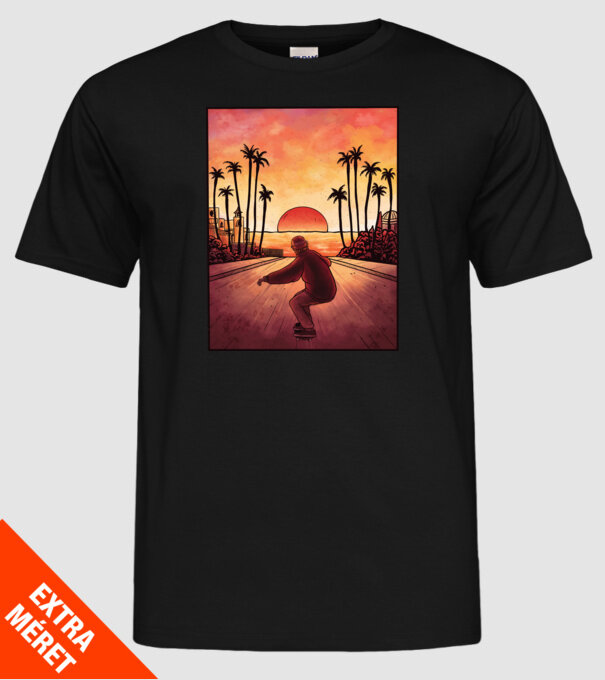 Apus de soare Skateborder model negru pe tricou