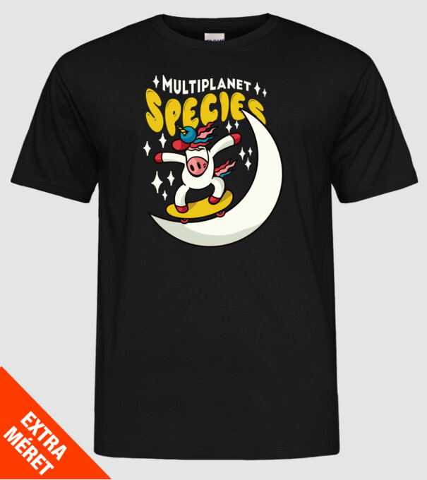 Skateboarding unicorn model negru pe tricou