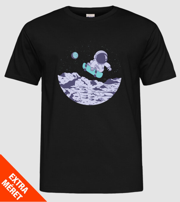 Astronaut Skateboarder model negru pe tricou