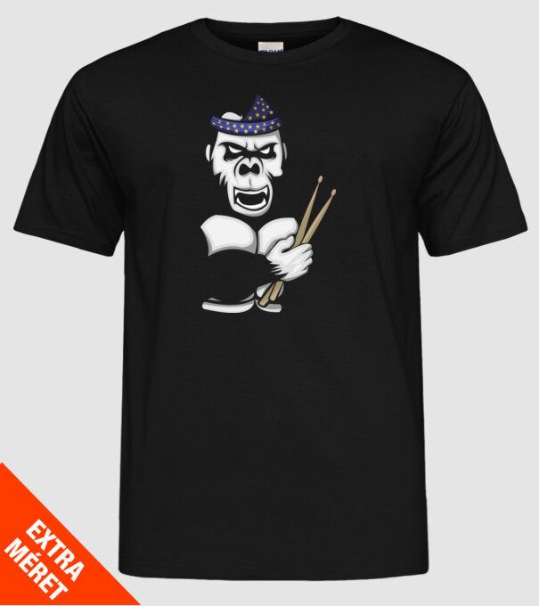 Gorilă Baterist model negru pe tricou