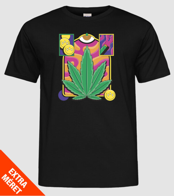Hippy Cannabis model negru pe tricou