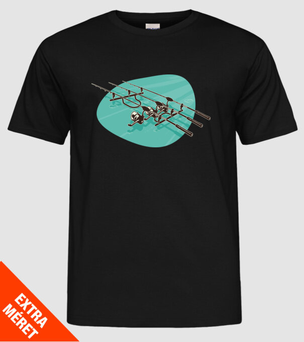Undițe de pescuit model negru pe tricou