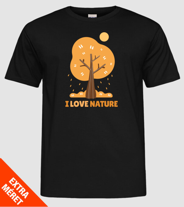 I Love Nature model negru pe tricou