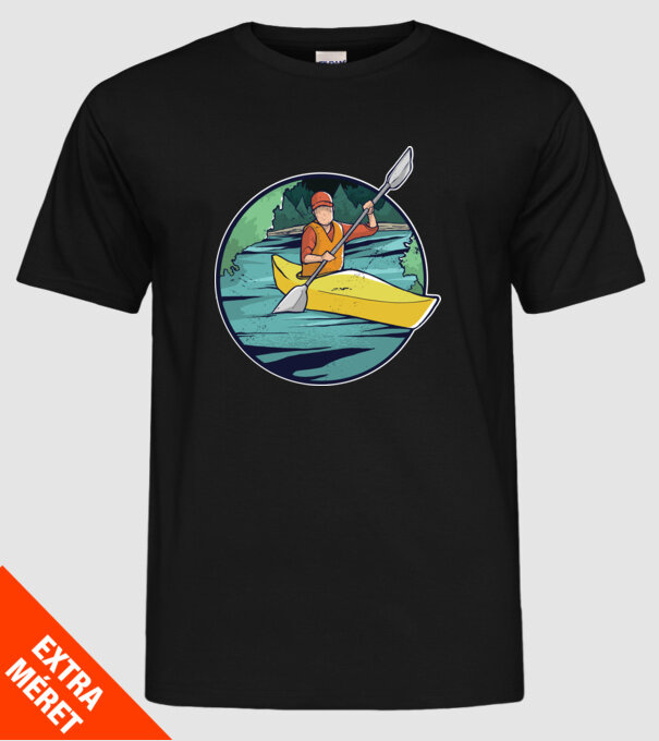 Caiac-canoe model negru pe tricou