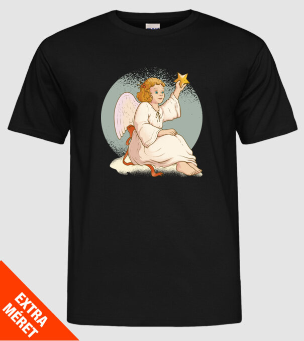 Înger de Crăciun model negru pe tricou