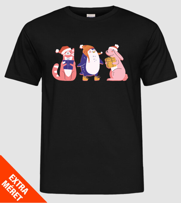 Animale drăguțe de Crăciun model negru pe tricou