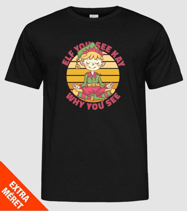 Yoga Elf Crăciun model negru pe tricou