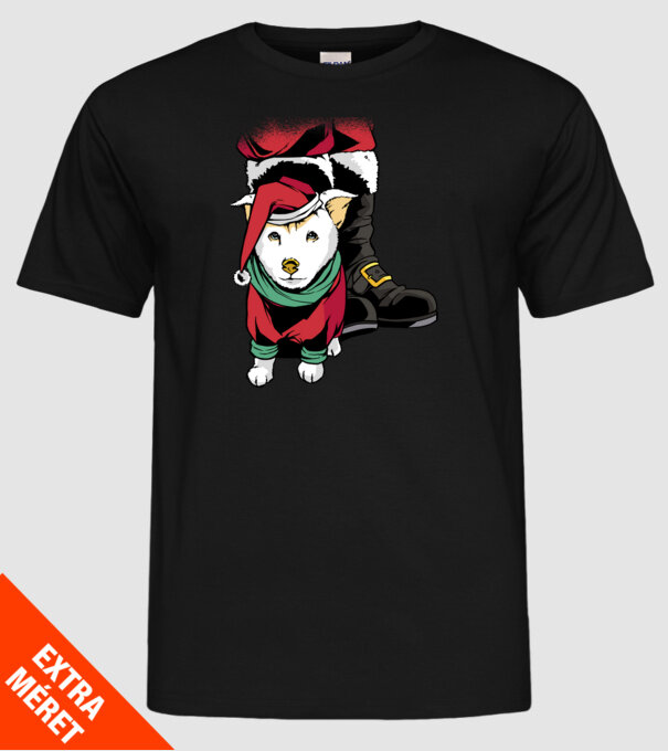 Cățeluș de Crăciun model negru pe tricou