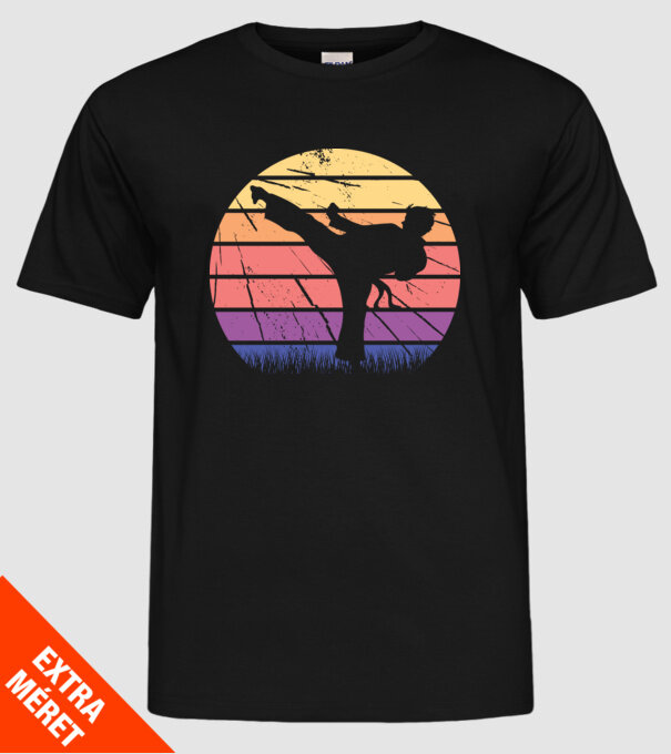 Karate Retro model negru pe tricou