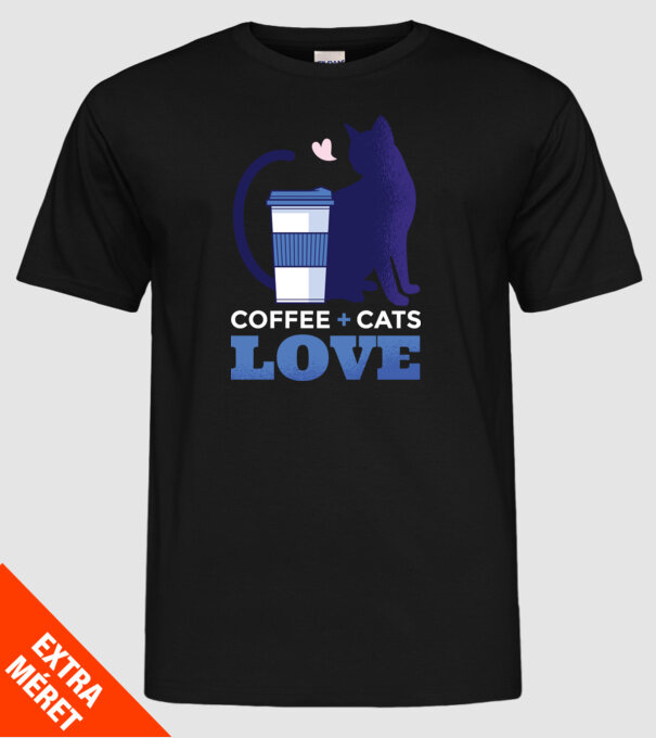 Cafea + Pisici = dragoste model negru pe tricou
