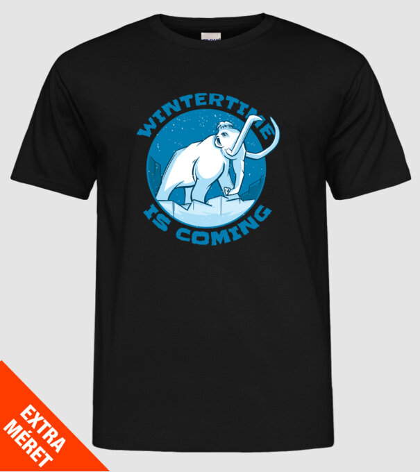 Vine Iarna Mamut model negru pe tricou