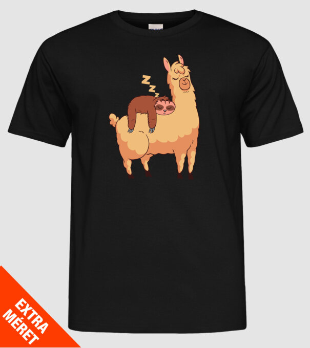 Leneș dormind pe Lama tricou amuzant model negru pe tricou