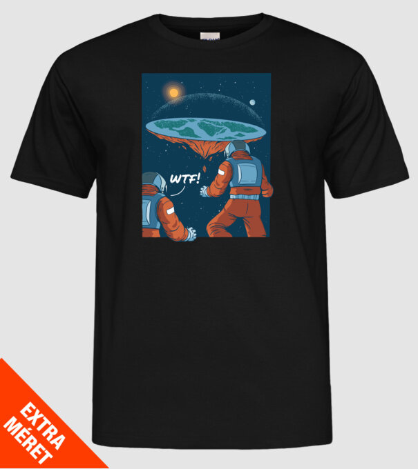 Astronaut Pământ plat model negru pe tricou