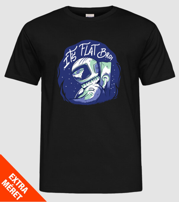 Astronaut Pământ plat model negru pe tricou