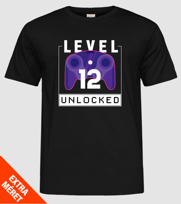 Level 12 Unlocked Gamer Birthday model negru pe tricou