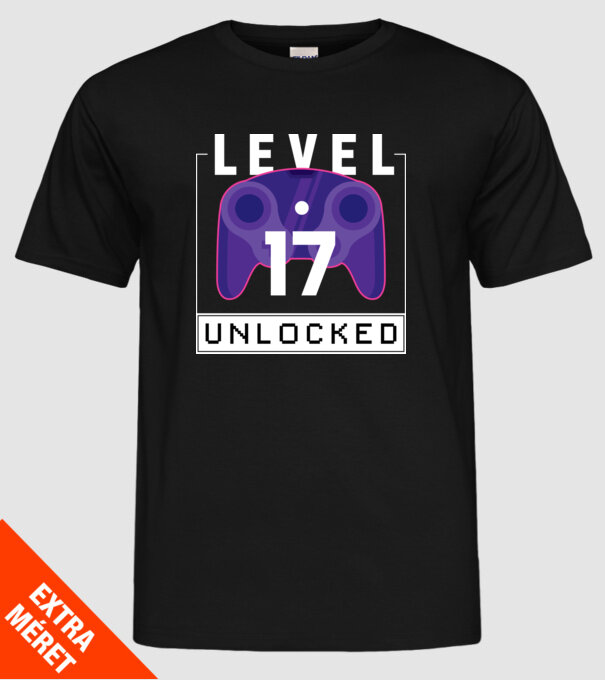 Level 17 Unlocked Gamer Birthday model negru pe tricou