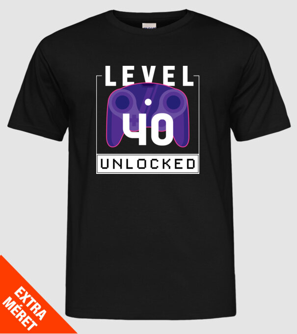 Level 40 Unlocked Gamer Birthday model negru pe tricou
