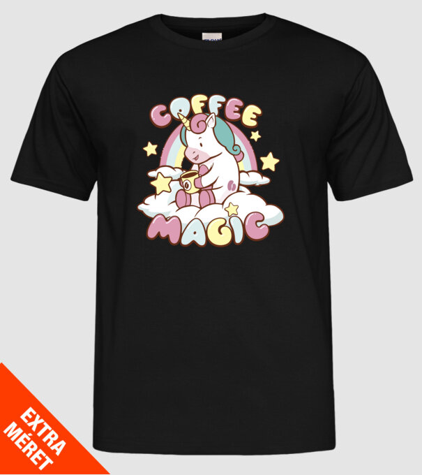 Cafea Magică Unicorn model negru pe tricou