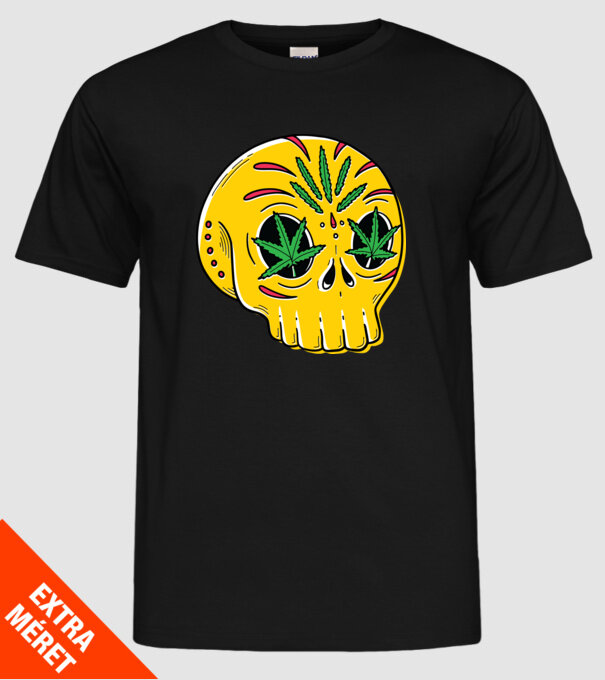Marijuana Craniu model negru pe tricou