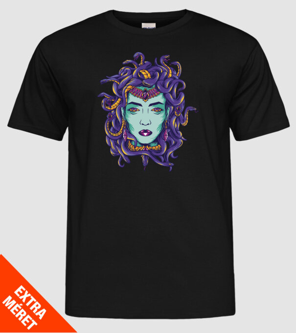 Cap de meduză model negru pe tricou