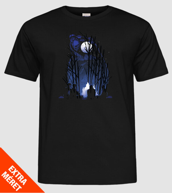 Urs în pădure noaptea model negru pe tricou