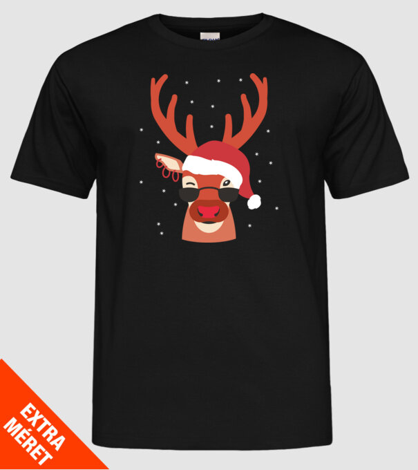 Ren cool de Crăciun model negru pe tricou