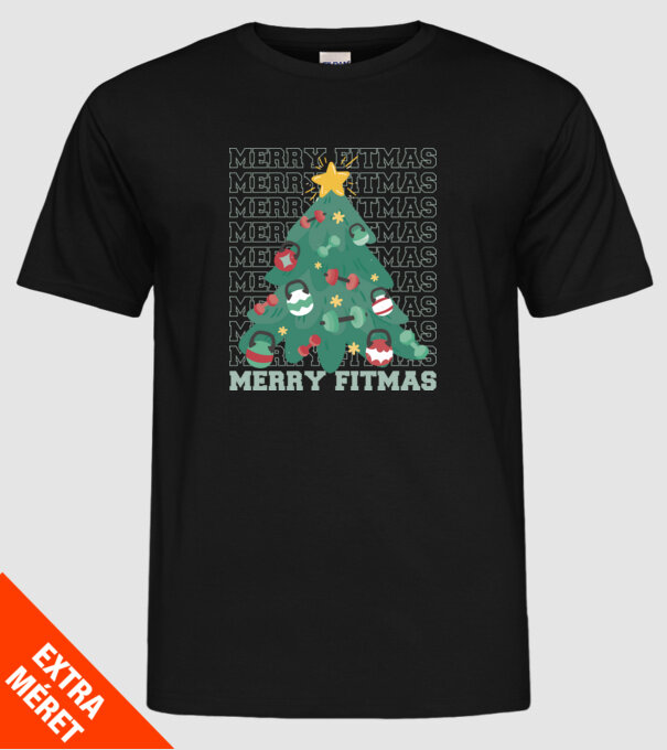 Merry Fitmas Fitmas Pom de Crăciun Fitness model negru pe tricou