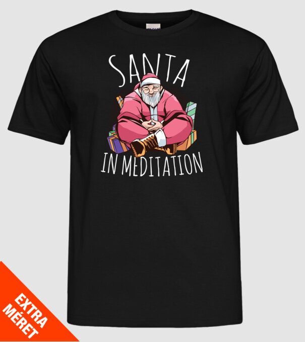 Tricou de Crăciun Moș Crăciun meditație model negru pe tricou