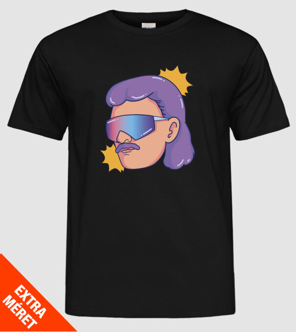 Cap Mullet Retro model negru pe tricou
