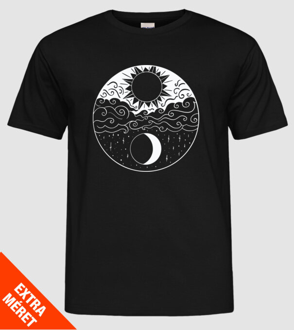 Soare și Lună Jin Jang model negru pe tricou