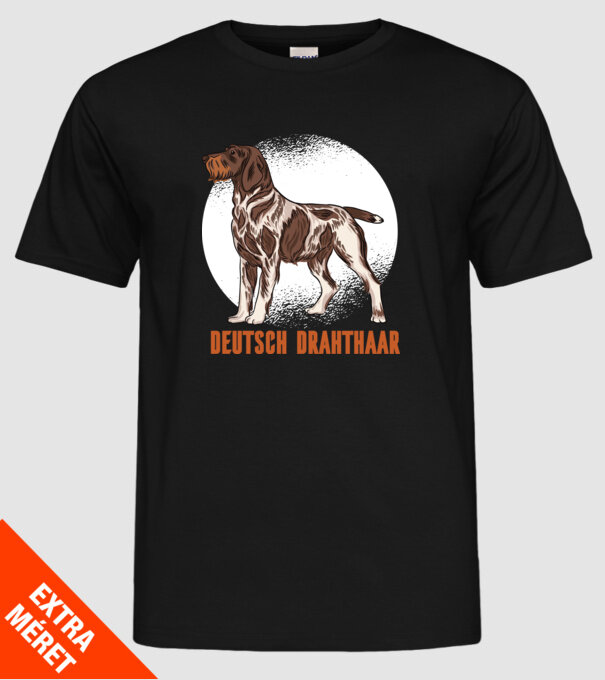 Brac german cu păr sârmos model negru pe tricou