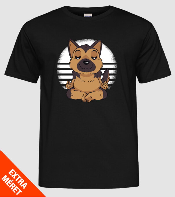 Tricou drăguț ciobănesc german yoga model negru pe tricou