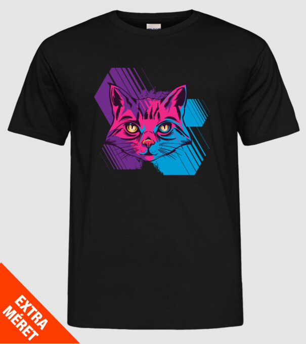 Pisică Neon model negru pe tricou