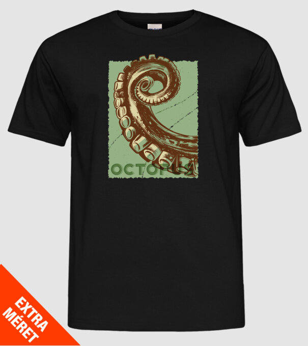 Caracatiță Octopus model negru pe tricou