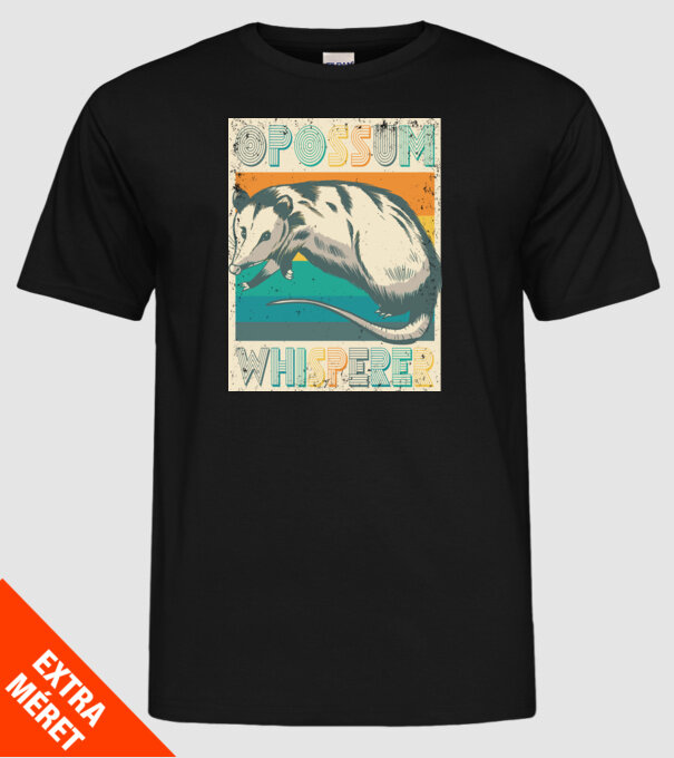 Opossum Whisperer model negru pe tricou
