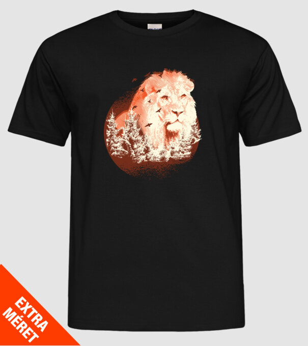 Tricou Leu Natură model negru pe tricou