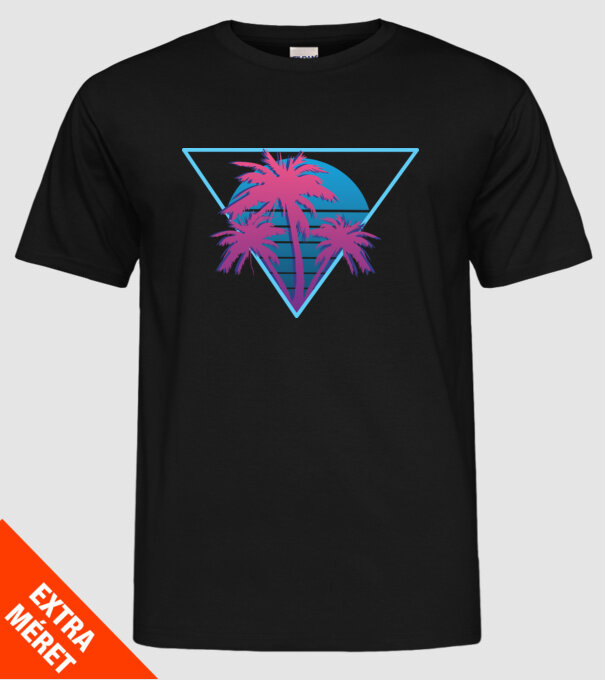 Copaci de palmier Retro Neon model negru pe tricou