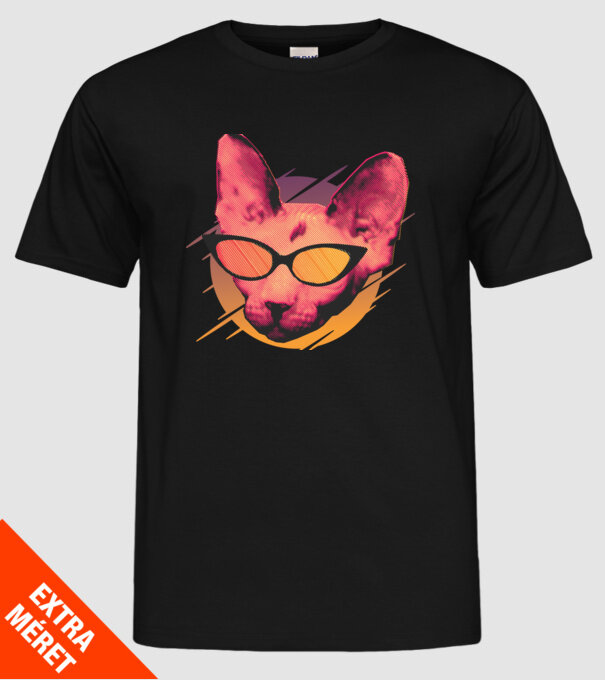 Pisică Petrecere model negru pe tricou