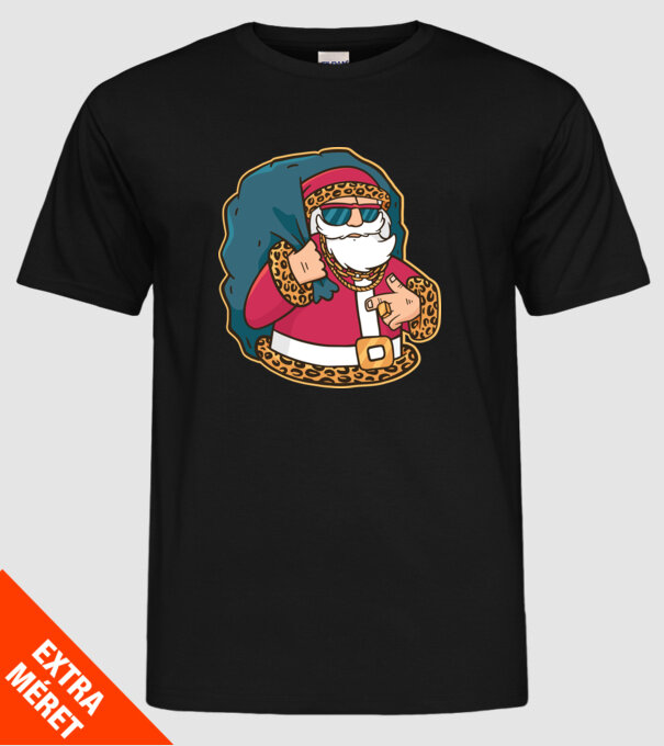 Moș Crăciun Pimp model negru pe tricou