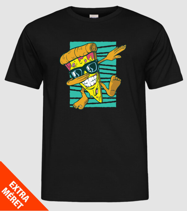 Felie de pizza DAB model negru pe tricou