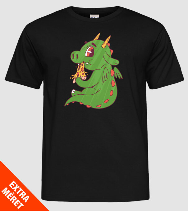Pizza Dino model negru pe tricou