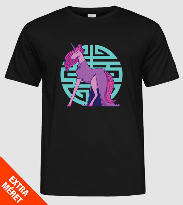 Qipao unicorn model negru pe tricou