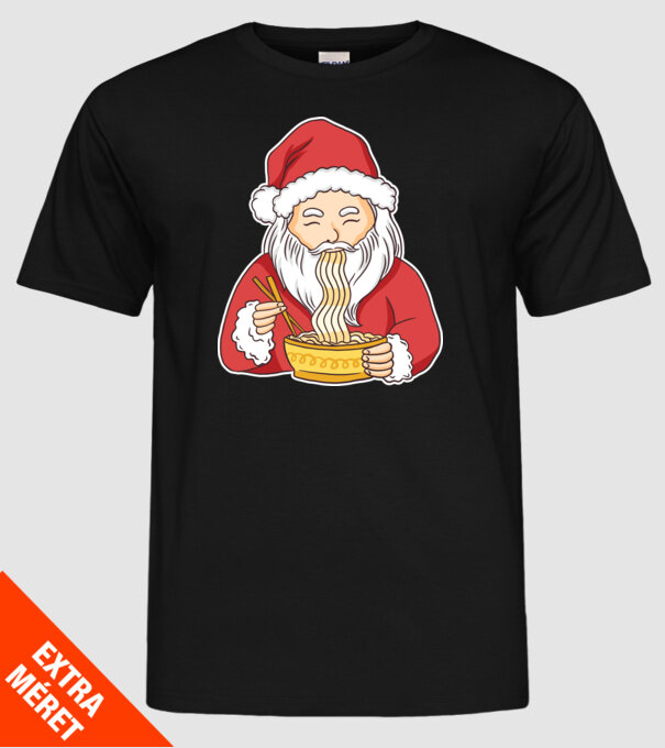 Moș Crăciun Ramen model negru pe tricou