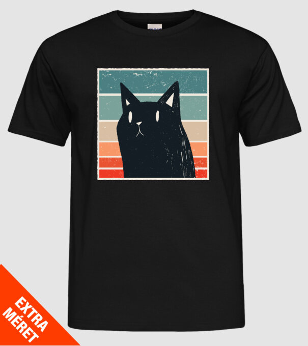 Pisică retro model negru pe tricou