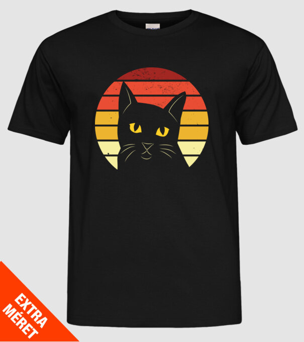 Cap pisică retro model negru pe tricou