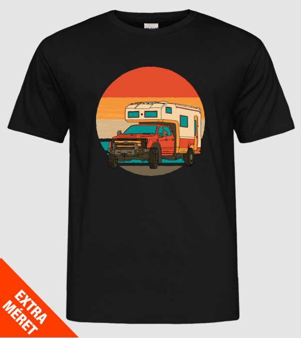 Campervan Retro model negru pe tricou