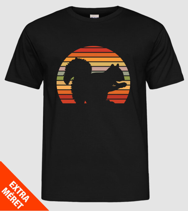 Veveriță Retro model negru pe tricou