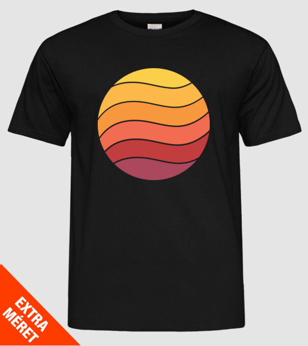 Fond Retro Apus de soare model negru pe tricou